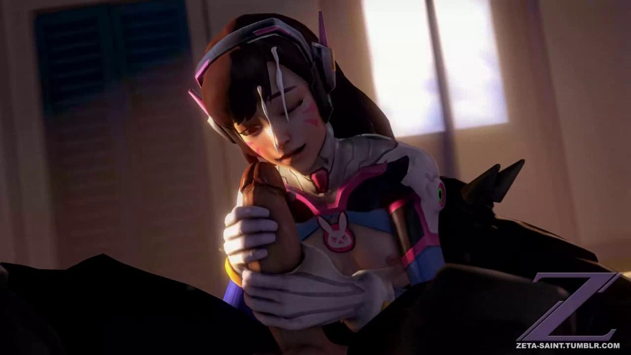 D.Va Handjob with Cumshot Facial | Rule 34 Animated